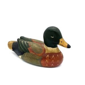 Vintage Mallard Duck Ceramic Figurine 4.5” Long